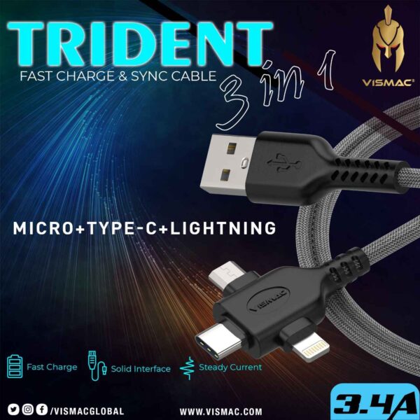 Trident DC303 Micro+Usb+Type C Cable - Image 3