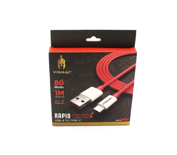 VISMAC Rapid Fast Charging Cable USB-A to Type-C 80W 1 Meter