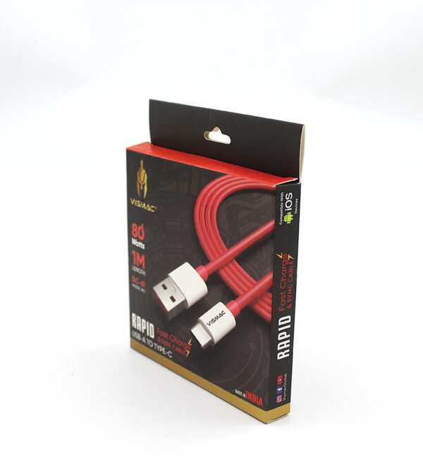 VISMAC Rapid Fast Charging Cable USB-A to Type-C 80W 1 Meter - Image 2