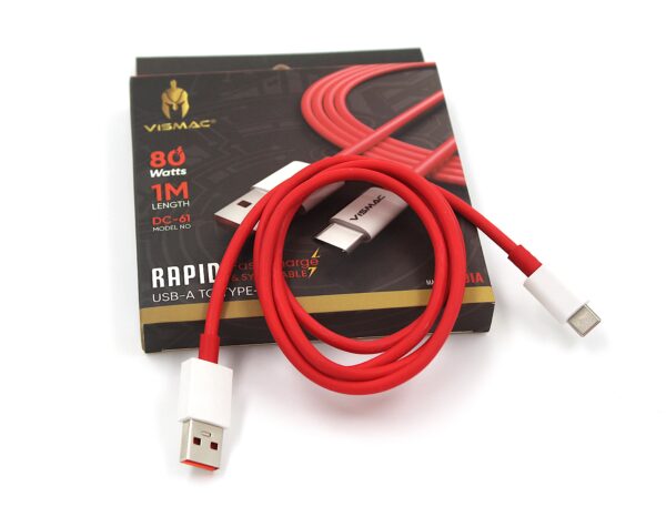 VISMAC Rapid Fast Charging Cable USB-A to Type-C 80W 1 Meter - Image 4