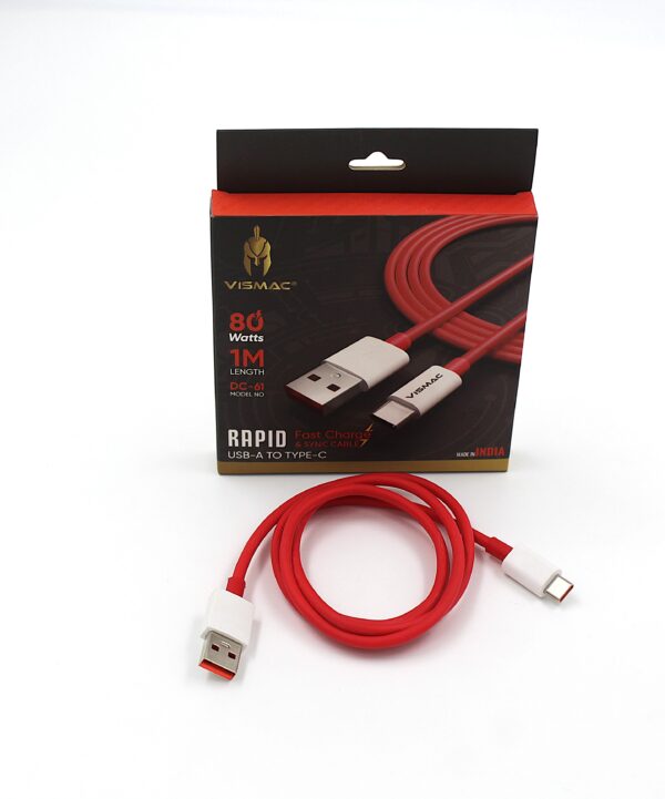 VISMAC Rapid Fast Charging Cable USB-A to Type-C 80W 1 Meter - Image 5