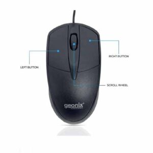 Geonix GXBM-01 Essential Wired Mouse – USB, Optical Sensor, 1.2M Cable (1 Year Guarantee)