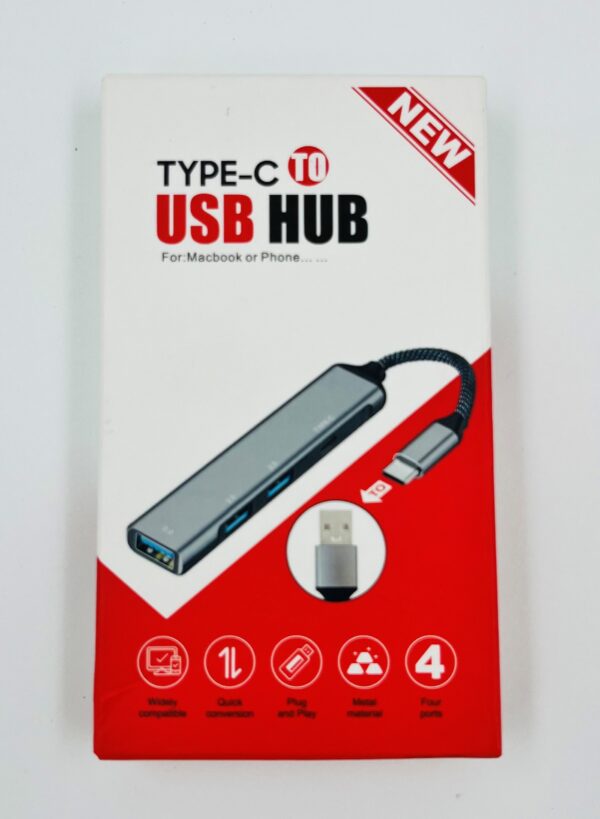 Type-C to USB Hub – 4-Port Adapter for MacBook, Phones & Laptops
