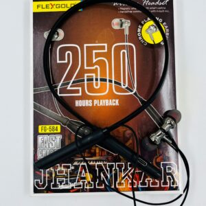 FLEXGOLD FG-584 Jhankar Wireless Neckband Headset – 250 Hours Playback | Chrome Plated Earbuds | Fast Charging
