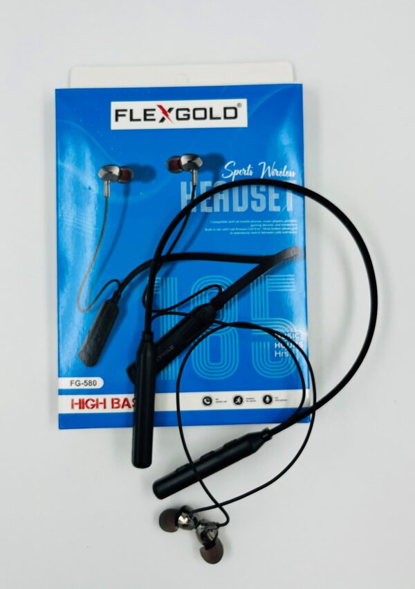 FLEXGOLD FG-580 Sports Wireless Headset – High Bass, 185 Hours Playback, Neckband Style