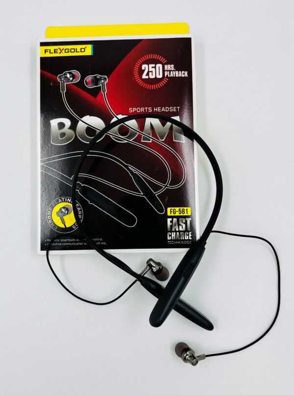 FLEXGOLD FG-581 BOOM Sports Wireless Headset – 250 Hours Playback | Chrome Earbuds | Fast Charging