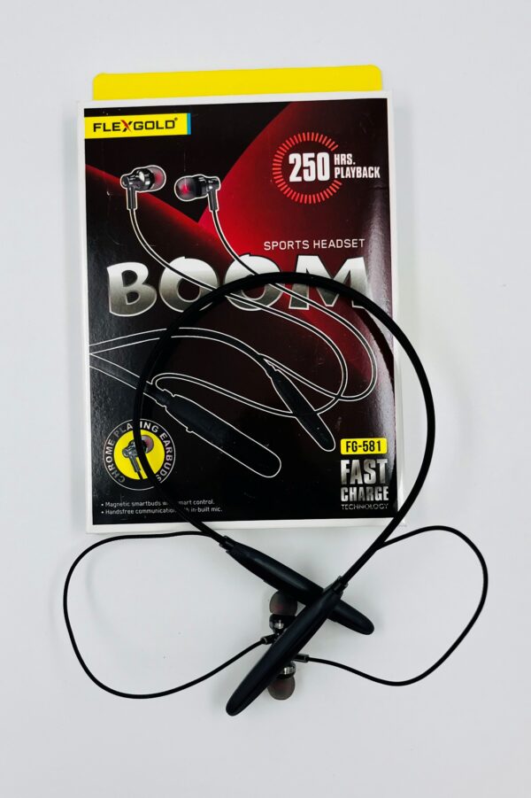 FLEXGOLD FG-581 BOOM Sports Wireless Headset – 250 Hours Playback | Chrome Earbuds | Fast Charging - Image 6