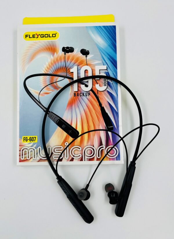 FLEXGOLD FG-607 MusicPro Wireless Neckband Headset – 195 Hours Backup | Stylish & Powerful Sound