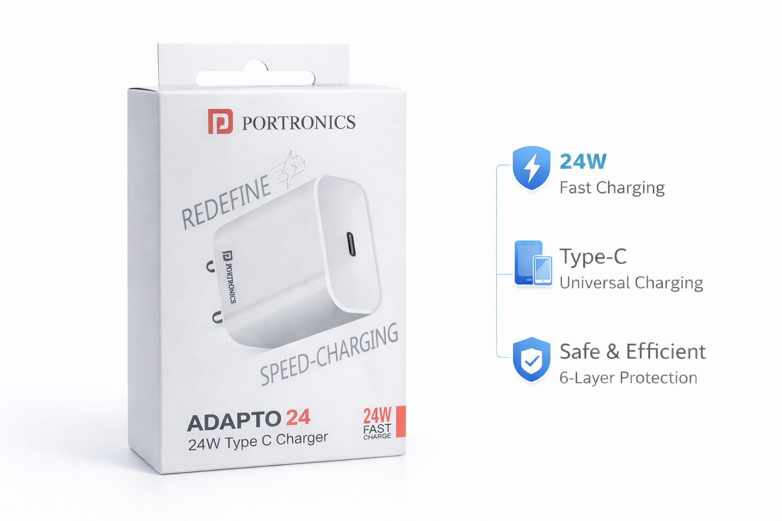 PORTRONICS ADAPTO 24W TYPE C CHARGER